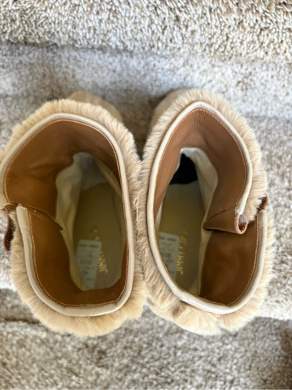 Jimmy Choo London Teddy Women’s Faux Fur Tan Buckle Ankle Boots